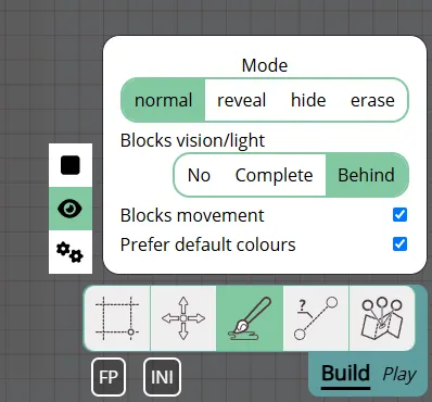 Draw tool Vision layer settings